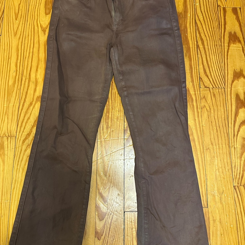 PAIGE Coated Brown Pants